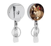 Carino Corgi retrattile badge bobina con robusta clip a coccodrillo carino infermieristica porta badge porta carte d'identità portachiavi per impiegati in ufficio insegnanti donne regali