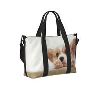 Carino Corgi stampa Carry On Pernottamento Bag,Viaggio Duffel Bag,Personal Item Bag,per Viaggi, Palestra Sport Weekender, Nero , Taglia unica