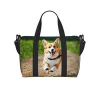 Carino Corgi stampa Carry On Pernottamento Bag,Viaggio Duffel Bag,Personal Item Bag,per Viaggi, Palestra Sport Weekender, Nero , Taglia unica