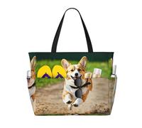 Carino Corgi Stampa Spiaggia Borsa da Viaggio Tasca Intelligente Tote Estate Vacanze Escursionismo Campeggio