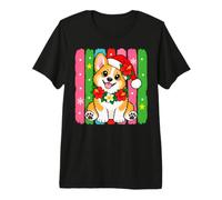 Carino Corgi Tropicale Natale Santa Cappello Vacanza Cane Maglietta Premium