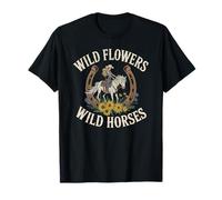 Carino Cowgirl Fiori Cavalli Selvaggi Ranch Vibes Cowboy Country Maglietta