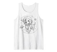Carino Cucciolo Astronauta Spazio Cane Explorer Pianeti Canotta