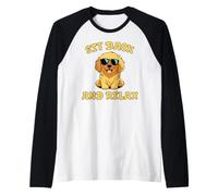 Carino Cucciolo di Golden Retriever Sit Back And Relax Maglia con Maniche Raglan