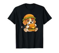 Carino Cucciolo Holding Cheeseburger Cartoon Maglietta
