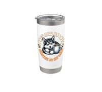 carino cucciolo husky cane e una tazza di caffè al mattino Bicchiere termico in acciaio inox doppia parete