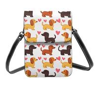 Carino Cuore Bassotto Stampa Piccola Crossbody Borse per le donne, Piccole Borse in Pelle Cellulare Cross Body Bag