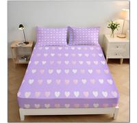 Carino Cuore D'Amore Lenzuola Matrimoniali Con Matrimoniale, Lenzuolo Con Angoli Semplicità Moderna 135x190x30cm, Tessuto Morbido E Lavabile in Lavatrice per Letto Con Materasso Fino a 30cm, Viola