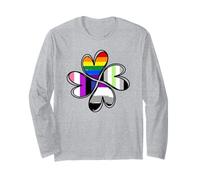 Carino Cuore LGBT Asessuale Agender Genderfluid Pride Gay Flag Maglia a Manica