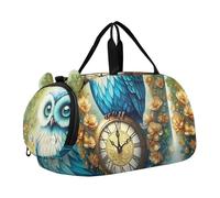 Carino Cupido Pug Love Girls Tote Duffle Bags Viaggio Weekender Pernottamento Bambini Duffle Bag Carry on Duffel Bag Boy, Blu Owl Orologi Fiori, classico