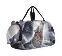 Carino Cupido Pug Love Girls Tote Duffle Bags Viaggio Weekender Pernottamento Bambini Duffle Bag Carry on Duffel Bag Boy, Lupi Neve Inverno, classico