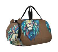 Carino Cupido Pug Love Girls Tote Duffle Bags Viaggio Weekender Pernottamento Bambini Duffle Bag Carry on Duffel Bag Boy, Leone colorato marrone, classico