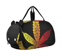 Carino Cupido Pug Love Girls Tote Duffle Bags Viaggio Weekender Pernottamento Bambini Duffle Bag Carry on Duffel Bag Boy, Foglia di Marijuana Nero, classico
