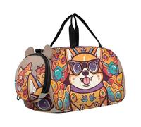 Carino Deer Family Forest Boys Carry on Duffel Bag Pernottamento Weekender Duffel Ragazze Duffle Bags Travel Tote con scomparto per scarpe, Carino Cane Corgi Halloween, classico