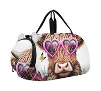 Carino Deer Family Forest Boys Carry on Duffel Bag Pernottamento Weekender Duffel Ragazze Duffle Bags Travel Tote con scomparto per scarpe, Carino Highland Mucca Floreale, classico
