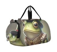 Carino Deer Family Forest Boys Carry on Duffel Bag Pernottamento Weekender Duffel Ragazze Duffle Bags Travel Tote con scomparto per scarpe, Grazioso trifoglio con cappello a forma di rana, classico