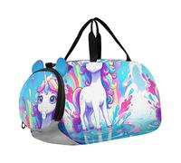 Carino Deer Family Forest Boys Carry on Duffel Bag Pernottamento Weekender Duffel Ragazze Duffle Bags Travel Tote con scomparto per scarpe, Simpatico unicorno colorato blu, classico