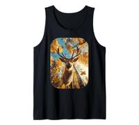 Carino Deer Selfie Foglie Autunno Foresta Estetica Animale Canotta