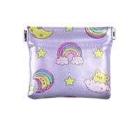 Carino Del Fumetto Arcobaleno Stella Viola Pesca Moda Piccola Borsa Della Moneta di Cuoio Portatile Trucco Periodo Bag per Gli Uomini Donne Viaggio bolsas para mon