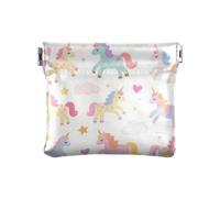 Carino Del Fumetto E Colorato Unicorni di Modo Delle Donne di Modo Piccola Borsa di Cambio di Cuoio Decorativo Sacchetto di Periodo di Trucco per gli Uomini Donne Bolsas para moned