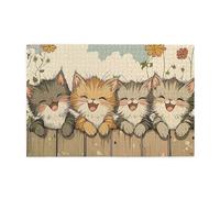 Carino Del Fumetto Gatto 1000 Pezzo Jigsaw Puzzle Per Adulti Puzzle Di Legno Per Adulti Regali Home Decor