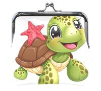 Carino Del Fumetto Tartaruga Marina In Pelle Sacchetto di Monete per le Donne Carino Fibbia Bacio Blocco Blocco di Carta