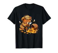 Carino Detective Teddy Bear Honey Bee Mistero Scena Maglietta