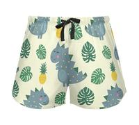 Carino Dinosaur with Pineapple and Palm Leaves Womens Pajama Bottoms, Pantaloncini da allenamento con Pockets for Gym Sports,M