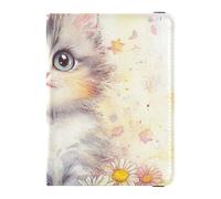 Carino disegnato gatti Bloom Porta passaporto in pelle per viaggi per viaggi Documenti di viaggio Organizer Protector Porta passaporto Combo con slot per carte di vaccino per gli uomini Ultra Sottile