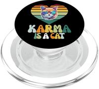 Carino divertente gatto amante tramonto amore cuore forma retrò gatto karma PopSockets PopGrip per MagSafe