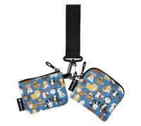 Carino Dog Compilation Portafogli da donna Custodie per carte Sottile Piatto Cerniera Portafoglio con Cerniera Tasca per Monete per Uomo Donna 2 Pz, Multicolore, 4.13"(L) x 3.5"(W), Accessorio da