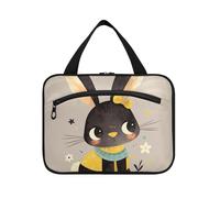 Carino Dolce Cartone Animato Nero Coniglio Appeso Grande Hanging Viaggio Toiletry Bag con gancio, Designer Borse Portatili per gli Uomini per la mamma Toilet bolsas para maquillaje L