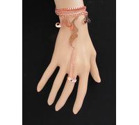 Carino Donna Oro Rosa Metallo Moda Mano Catena Bracciale Slave Ring Baffi Charm