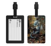 Carino drago lettura libro stravagante foresta bagagli tag borsa viaggio tag