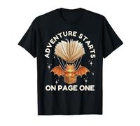 Carino Dragon Book Hot Air Balloon Avventura Fantasy Lettura Maglietta
