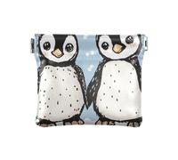Carino due pinguini spremere portamonete porta monete titolare PU pelle mini portafoglio portamonete per donne ragazze uomini
