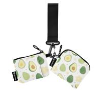 Carino e Cartone animato Avocado Verde Casi di Carta Delle Donne Cambio Titolare Dimensioni Compatte Zipper Cash Coin Purse con Tasca Cerniera per le Signore 2 Pz Portafoglio per i Tarjetas