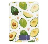 Carino e cartone animato verde avocado cibo pesatura bilancia alimentare per viaggio 5 kg/5 g, mini bilancia da cucina impermeabile con 4 unità per spezie dieta cheto báscula para cocina