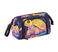 Carino Eastern Box Turtle Pencil Box Grande Capacità Zip Astuccio Multifunzionale con Portapenne per Bambini Scuola Superiore
