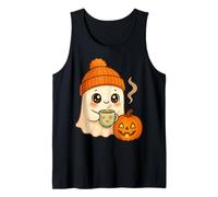Carino Fantasma Boo con Zucca e Bevanda Calda Halloween Divertimento Canotta