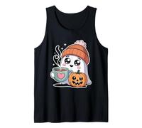 Carino Fantasma Boo con Zucca e Bevanda Calda Halloween Divertimento Canotta