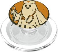 Carino fantasma infermiera di Halloween con siringa e stetoscopio 2025 PopSockets PopGrip per MagSafe