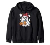 Carino Fantasma Kawaii Boo Bubble Milk Tea Halloween Boba Tea Felpa con Cappuccio
