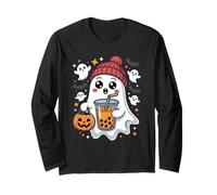 Carino Fantasma Kawaii Boo Bubble Milk Tea Halloween Boba Tea Maglia a Manica