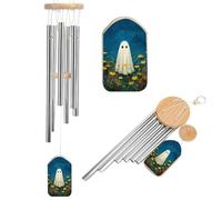 Carino fantasma nel campo delle margherite campane a vento commemorativo tono profondo scacciapensieri con 6 tubi in alluminio decorazione da giardino esterno cortile
