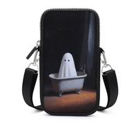 Carino fantasma nella vasca da bagno Spooky Crossbody Borsa per cellulare Smartphone Borsa Con Tracolla Regolabile
