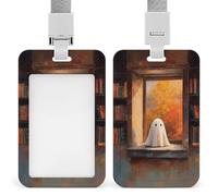 Carino fantasma sul davanzale della finestra ID porta badge clip retrattile porta carte di credito protezione nome badge targhetta per lavoro ufficio medico infermiera