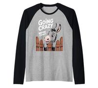 Carino Felice Asino Cartone Animato Sbirciare sopra Maglia con Maniche Raglan