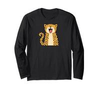 Carino Felice Sorridente Wild Leopard Cartoon Maglia a Manica