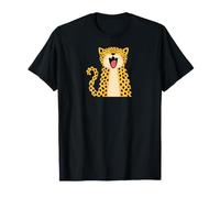 Carino Felice Sorridente Wild Leopard Cartoon Maglietta